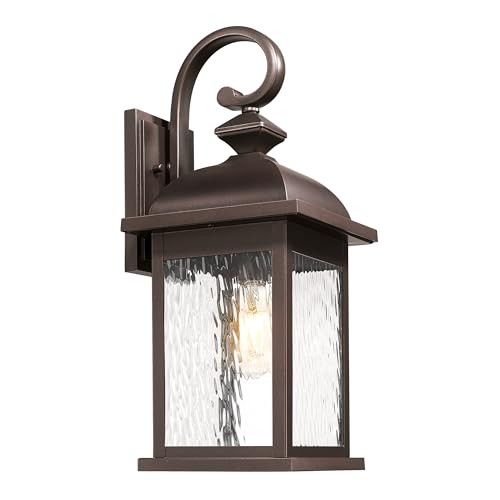FEMILA 21" Outdoor Wall Light Fixtures, Rust-Proof Waterproof Outdoor Wall Lamp, Ideal for Porch, Patio, Entryway, Garage, with Water Ripple Glass, 4FD54B2 ORB-WP