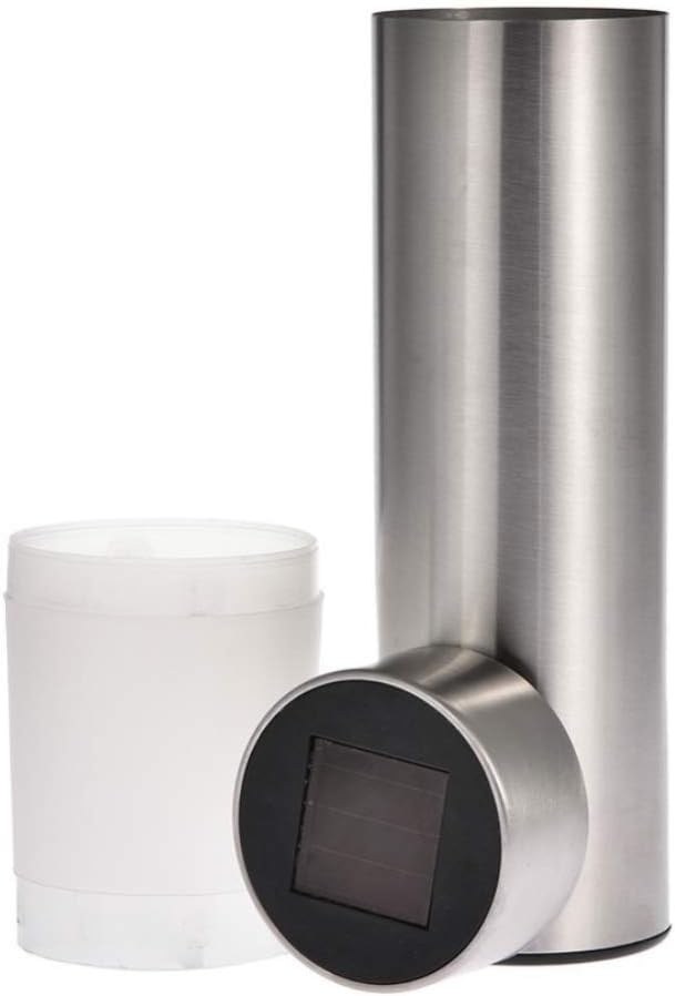 Solar Garden Lights Outdoor Solar Powered Landscape Path Light Stainless Steel Bollard Decorative Lighting Waterproof Solar Stake Light for Garden Lawn Patio Yard Path Walkway,White,4 Pack
