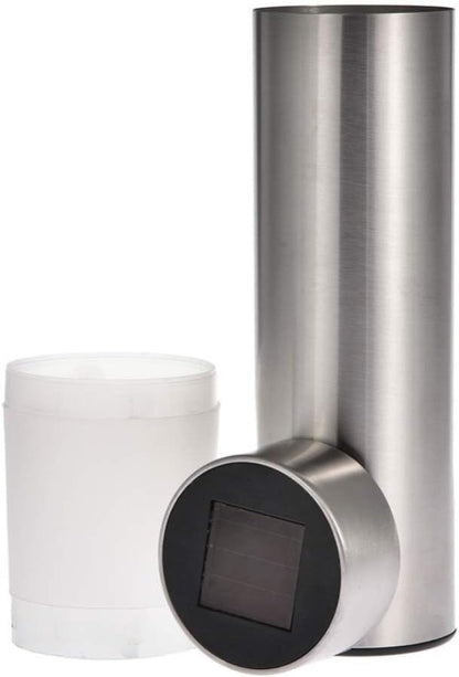 Solar Garden Lights Outdoor Solar Powered Landscape Path Light Stainless Steel Bollard Decorative Lighting Waterproof Solar Stake Light for Garden Lawn Patio Yard Path Walkway,White,4 Pack