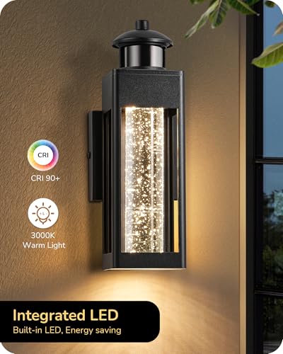 EDISHINE Motion Sensor Dusk to Dawn Outdoor Wall Lights, LED Porch Lights