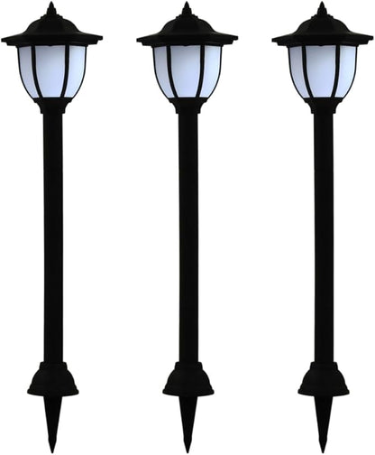 Black Polypropylene Solar Pathway Lights, 3-Pack Outdoor Garden Lamps, Weather Resistant LED Landscape Lighting, Automatic Dusk-to-Dawn Operation, for Patio Yard Driveway