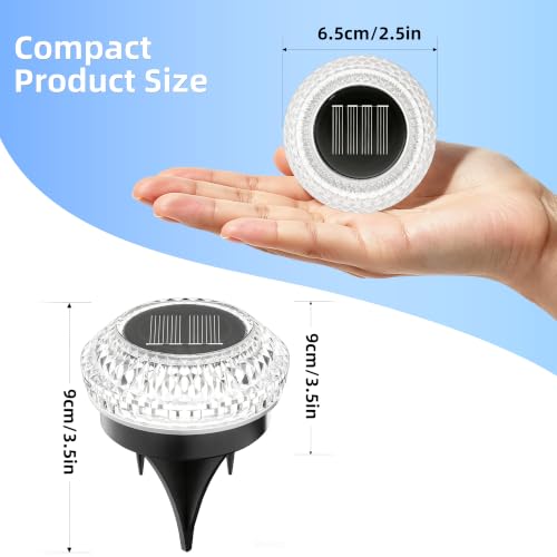 VOLISUN Solar Ground Lights Outdoor,24 Pack Flat Solar Pathway Lights,IP67 Waterproof Solar Powered Disc Lights,Landscape Lighting for Garden Yard Walkway Patio Driveway,Cool White