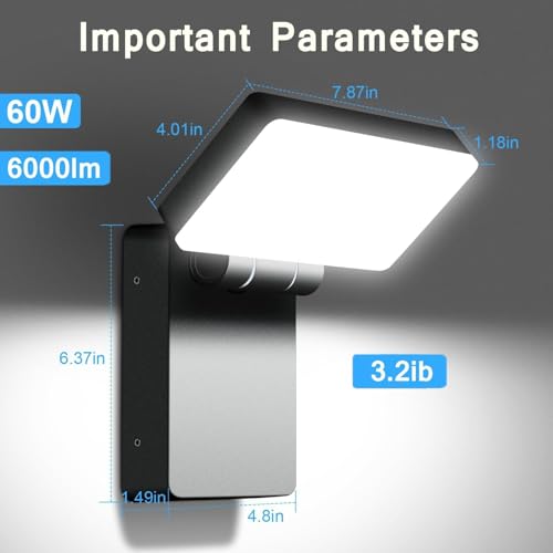 60W Modern LED Flood Light 5000K, 360° Rotatable Areas Lighting