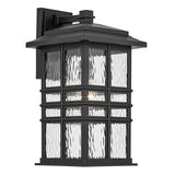 Kichler Beacon Square 17.25" 1-Light Outdoor Wall Light with Clear Hammered Glass in Textured Black, for Exterior Doors, Garage, Porch, or Patio (17.25" x 9.5"), 49831BKT
