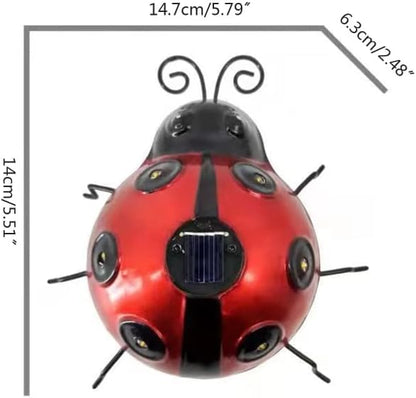Solar Outdoor Garden Light with Solar Lamp Ladybug Garden Decoration Metal Waterproof LED Garden Light, Garden Statue Lawn Ornament for Outdoor Garden Walkway Decoration (Red)