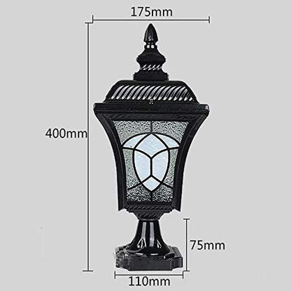 Lights Outdoor Retro Victoria Outdoor Waterproof Post Pillar Lamp Rainproof Metal Column Light Glass Lantern European Vintage Street Light Villa Garden Patio Swimming Pool Floor Lighting E27 Edison St