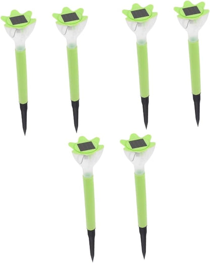 DOITOOL 6pcs Solar Flower Lights Led Garden Stakes for Outdoor Decoration Solar Pathway Lights for Lawn and Patio Easy Installation Design
