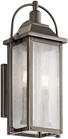 Kichler Harbor Row 18.5" 2 Light Outdoor Wall Light with Clear Seeded Glass in Olde Bronze® | Lumora
