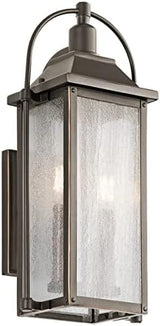 Kichler Harbor Row 18.5" 2 Light Outdoor Wall Light with Clear Seeded Glass in Olde Bronze® | Lumora