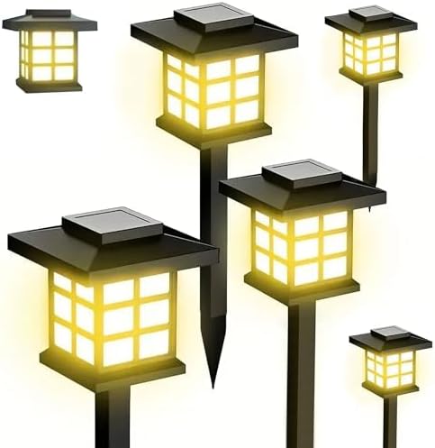 6 Sets, 12 Sets, 24 Sets of Outdoor Solar Lights, IP44 Waterproof, Suitable for Path and Patio Decoration, Available in Both White Light and Warm Light Options. (Warm Light for six)