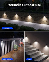 4 Pack Metal Solar Fence Lights Cool White Lamp with Motion Sensor