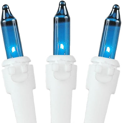 Novelty Lights 50 Feet 100 Bulb Incandescent Mini Light String, Teal with 6-Inch Spacing on White Wire, UL Listed Commercial Grade Indoor/Outdoor Mini Lights, Connectable End-to-End