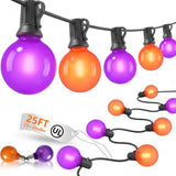 Orange and Purple Halloween Lights Outdoor, 25Ft 27 G40 Shatterproof Bulbs