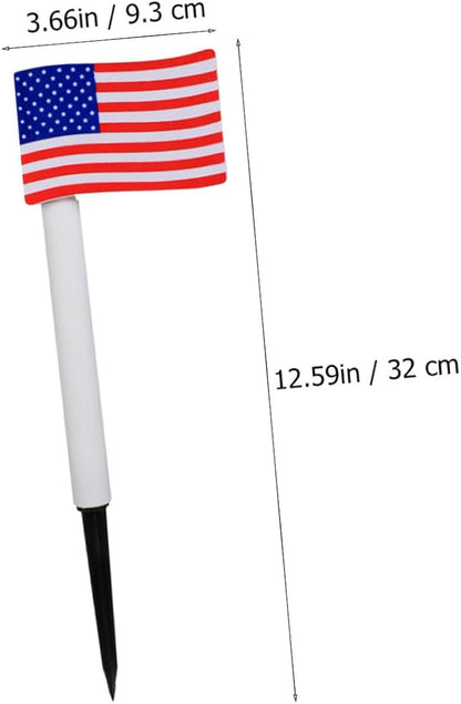 NOLITOY 2pcs Solar Garden Path Lights American Flag LED Lawn Lamps Outdoor Landscape Ground Insert Lights for Independence Day Patio Yard Decoration Random Color