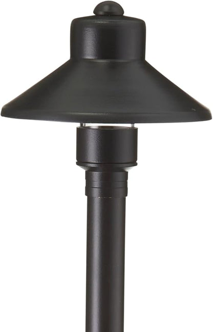 VOLT Flat Hat 12V Black Brass Path Light (5" Shade, 25" Tall) with 3W 2700K Warm White G4 LED Bulb for Low Voltage Landscape Lighting on Outdoor Pathway, Walkway, Garden, Driveway or Patio
