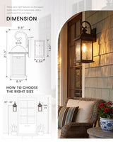 FEMILA 21" Outdoor Wall Light Fixtures, Rust-Proof Waterproof Outdoor Wall Lamp, Ideal for Porch, Patio, Entryway, Garage, with Water Ripple Glass, 4FD54B2 ORB-WP