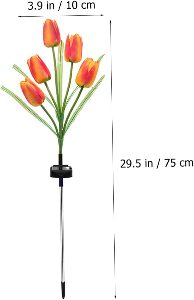 DOITOOL Lawn Solar Lamp 2pcs Powered for Decoration Creative Tulip Solar Lamp Garden Lawn Landscape Flowers Yard Light
