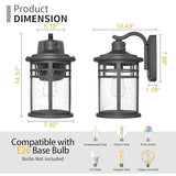 Darkaway Dusk to Dawn Outdoor Porch Wall Light,Outside Wall Mounted Light Seeded Glass Exterior Waterproof Lantern 14.57inch Large Modern Wall Sconce Lighting for House Front Door Garage