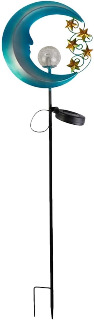LIFKOME Moon Shape Solar Path Light, Waterproof Outdoor Garden LED Lawn Lamp, Ground Inserted Courtyard Decorative Pathway Lighting for Backyard and Yard