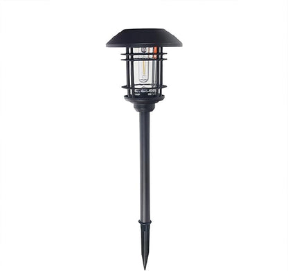 Generic 2 Pack Solar Powered Outdoor Modern Black Stainless Steel LED Path Lights, Yellow & White Light, 0.6W, IP65 Waterproof, Auto On/Off