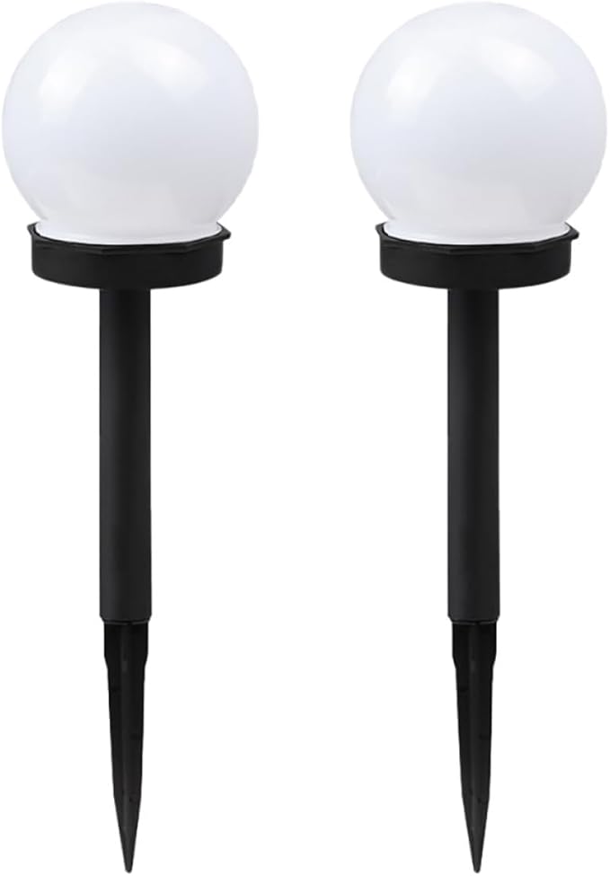 2pcs Solar Garden Lights Bulb Shape Outdoor Lawn Solar Lamps White Light In-ground Pathway Lighting for Yard and Patio