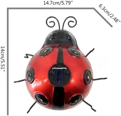 Solar Outdoor Garden Light with Solar Lamp Ladybug Garden Decoration Metal Waterproof LED Garden Light, Garden Statue Lawn Ornament for Outdoor Garden Walkway Decoration (Green)