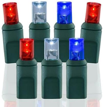 Pro Christmas LED Christmas Lights – 70 Count Wide Angle Conical String Lights – Professional Grade Indoor/Outdoor Commercial Holiday Light Set for Trees, Bushes, & Décor – Red, White and Blue