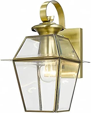 Livex Lighting 2181-01 Westover 1-Light Outdoor Wall Lantern, Antique Brass