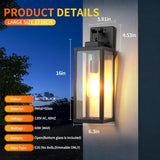 16 Inch Motion Sensor Dawn to Dusk Outdoor Sensor Light Fixture Anti-Rust Exterior Wall Lighting Waterproof Outdoor Wall Lantern for Porch Patio Front Door Garage