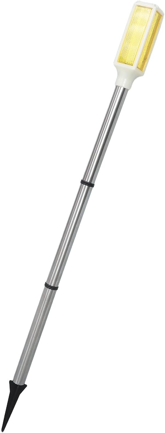 Solar Lawn Stake Lamp Outdoor Solar Pathway Light Yellow LED Traffic Warning Light for Driveway Garden Patio Yard