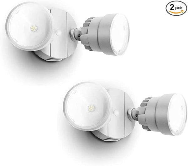 LUTEC 2 Packs P6221B 2000 Lumen 18 Watt 28 LED Dual-Head Flood Light Outdoor, Waterproof Exterior Security Wall | Lumora