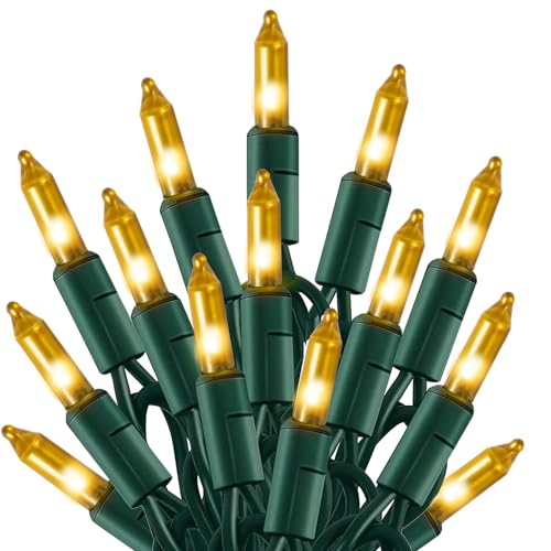 TW SHINE Christmas Lights, 20FT 100 Count Incandescent Mini Christmas Tree Light, Waterproof Xmas String Lights for Outdoor Indoor Home Party Yard Decorations, Gold