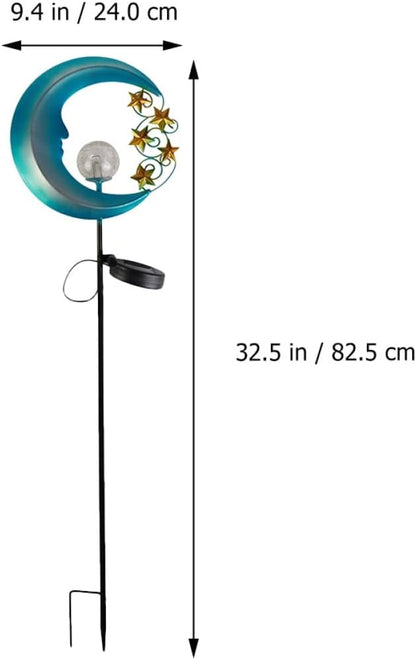 Lurrose Moon Shape Solar Path Light Outdoor Waterproof LED Garden Lamp Creative Solar Courtyard Lawn Decor for Yard and Pathway