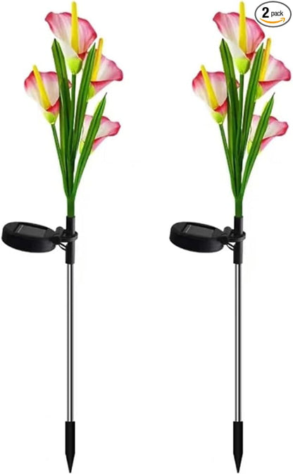Aolyty Solar Garden Lights Outdoor Multi-Color Changing LED Solar Calla Lily Light IP65 Waterpoof Flower Lights for Patio, Garden, Lawn, Yard Pathway Decorative (Red, 2 Pack)