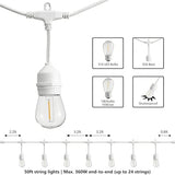 SUNTHIN 50FT White Outdoor String Lights with 16 1W LED Bulbs