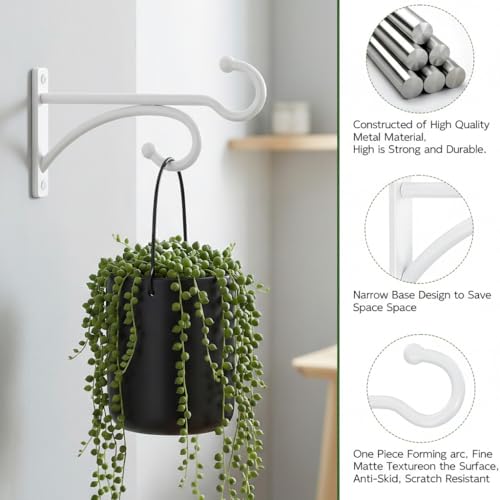2Pack 6 Inch Plant Hangers Outdoor, Wall Hooks for Hanging Planters Baskets