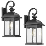 FEMILA 21" Outdoor Wall Light Fixture, 2 Pack Modern Outdoor Wall Sconce, Rust-Proof Waterproof Wall Light with Seeded Glass, Ideal for Porch, Patio, Entryway, Garage, 4FD54B2-2PK BK