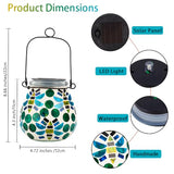 Starsoul Mosaic Solar Lanterns Outdoor Waterproof, Bee Decor Hanging Mosaic Glass Solar Lantern Decorative for Garden Outside Pathway