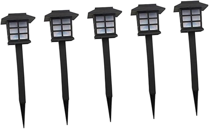 Gadpiparty 5pcs Solar Powered Ground Lamp Outdoor Solar Pathway Lights Garden Lights Black Warm