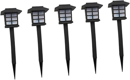 Gadpiparty 5pcs Solar Powered Ground Lamp Outdoor Solar Pathway Lights Garden Lights Black Warm