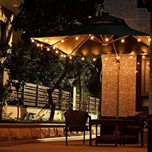 Abeja 25FT Outdoor String Lights, G40 Globe Patio String Lights with 27 Frosted White Globe Bulbs, Waterproof Connectable Hanging Lights for Outside Backyard Porch Umbrella Bistro Decor, Black Wire