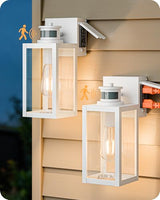 EDISHINE 2 Pack Motion Sensor Dusk to Dawn Outdoor Wall Light with Outlet