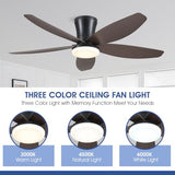 Surtime Ceiling Fans with Lights-42 Low Profile Ceiling Fan with Light and Remote/APP Control,Flush Mount,DC Reversible,LED Dimmable Modern Ceiling Fans for Bedroom,Indoor/Outdoor Patio Use(Brown)