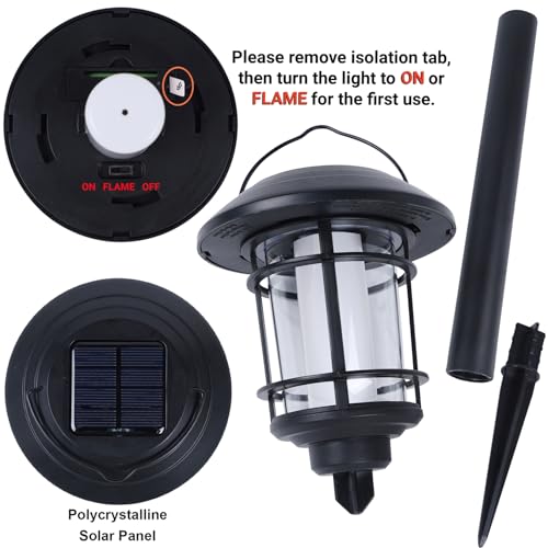 Dynaming 6 Pack Solar Flame Torch Lights Outdoor, Halloween Dual Use Flickering Flame Garden Light, Christmas Hanging Lanterns, Auto On/Off & Waterproof Lighting for Lawn Patio Yard Walkway Driveway