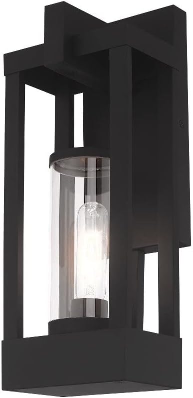 Livex Lighting 20992-12 Delancey - 16" One Light Outdoor Wall Lantern, Satin Brass Finish with Clear Glass | Lumora