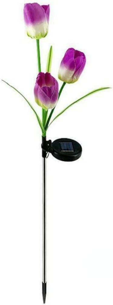 anso LED Solar Light Simulation Tulip Lawn Stake Lamps Outdoor Decor Garden DIY Path Light (Purple)