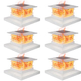6 Pack Solar Post Cap Lights Outdoor with Flickering Flame Light, White Shell Fence Post Solar Lights Fit 4x4 5x5 Vinyl/Wooden Posts, Brightness LED Lighting Decor for Garden Deck Patio