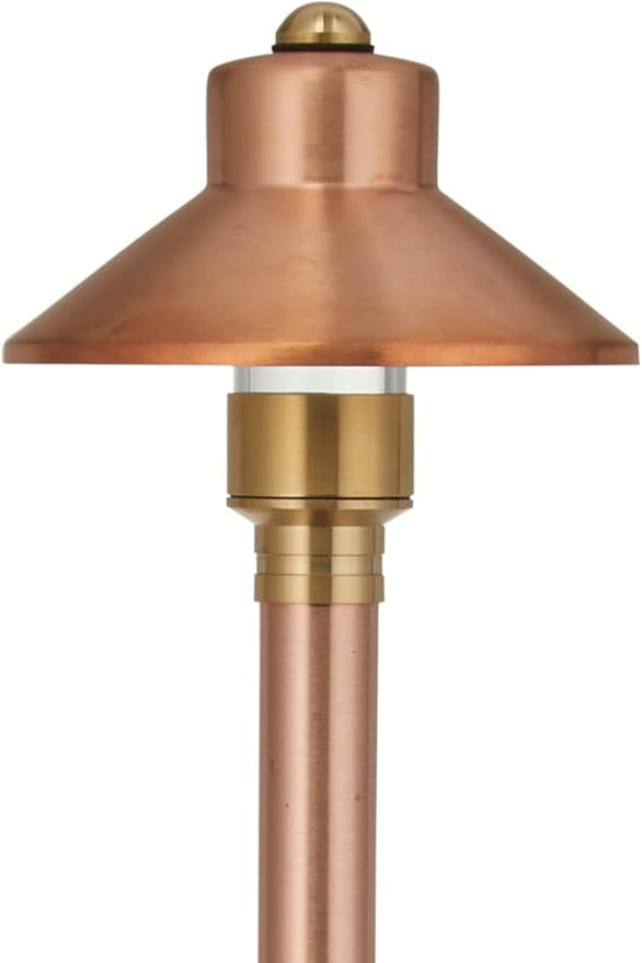 VOLT Flat Hat 12V Copper Path Light (5" Shade, 25" Tall) for Low Voltage Landscape Lighting on Outdoor Pathway, Walkway, Garden, Driveway or Patio