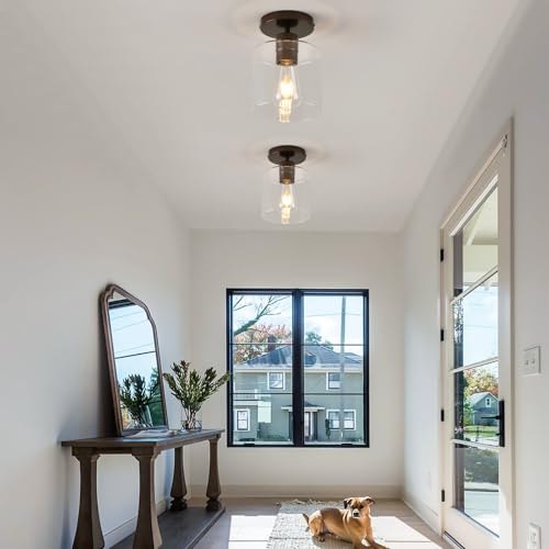 Oil Rubbed Bronze Semi Flush Mount Ceiling Light, 2 Pack