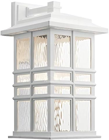 Kichler Beacon Square 17.5" 1 Light Outdoor Wall Light with Clear Hammered Glass in White | Lumora